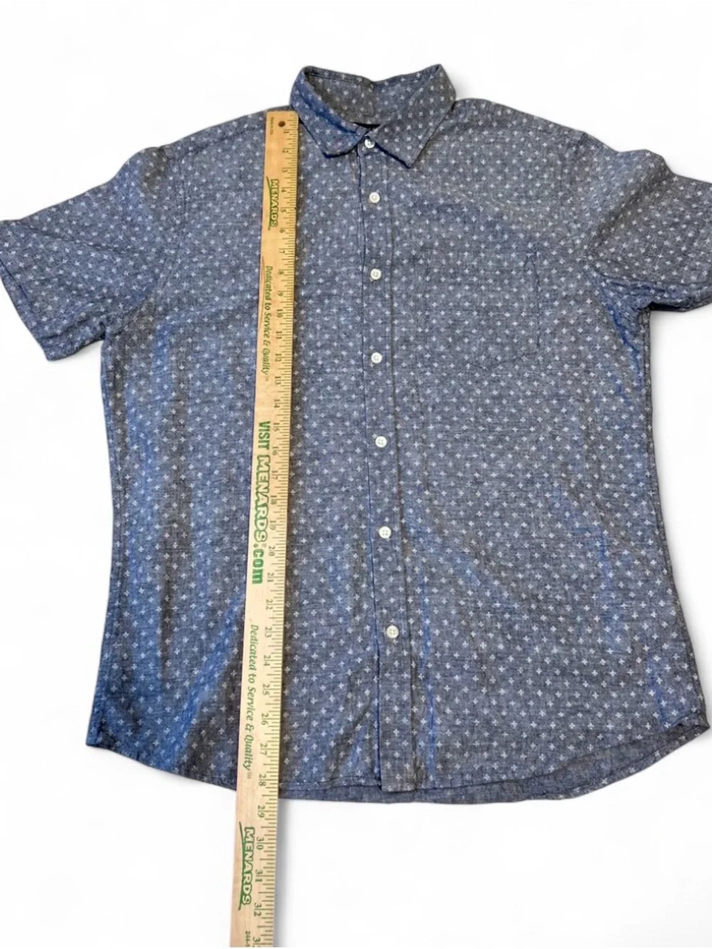 Banana Republic Linen Slim Fit Short-Sleeve Casual Button-Down Shirt - L in Blue